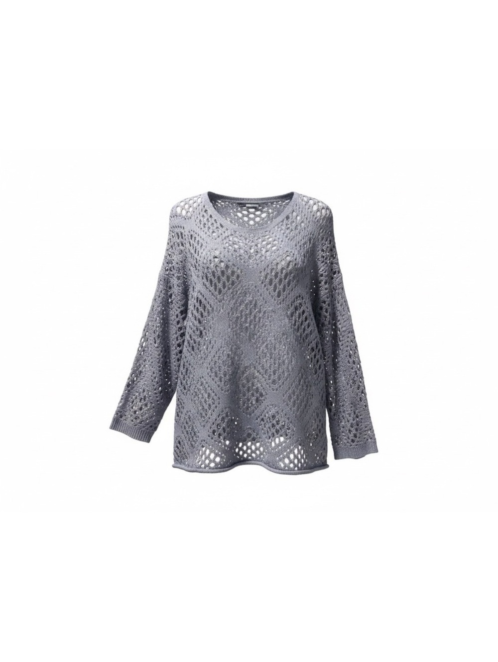 Women's LavendarCrochet Knit Sweater with V-Neck and Long Sleeves